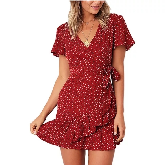 aggoo Dresses & Skirts - Women's Polka Dot Wrap Dress Size Small
